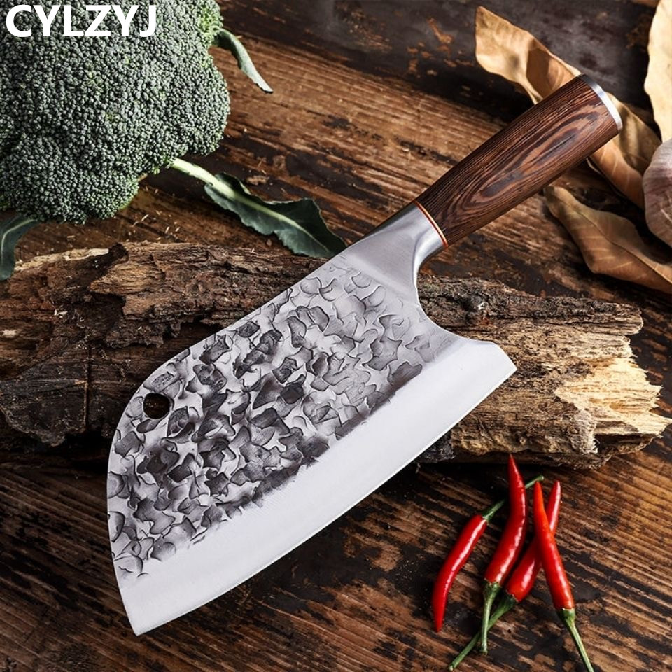 Wok Carbon Steel - Handmade Forged Kitchen Knife Butcher Knife