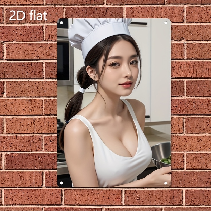 Home Cooking Cafe - Korean Chef Metal Wall Sign -