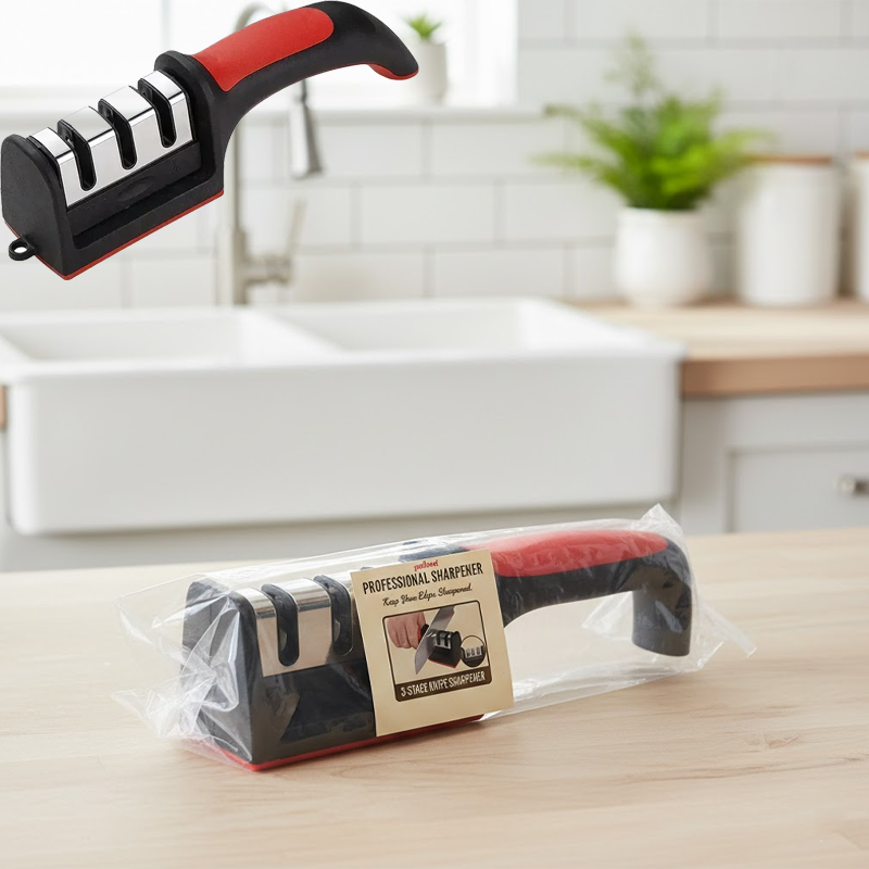 Home Cooking Supplies - 3-Stage Knife Sharpener Professional Kitchen Sharpening