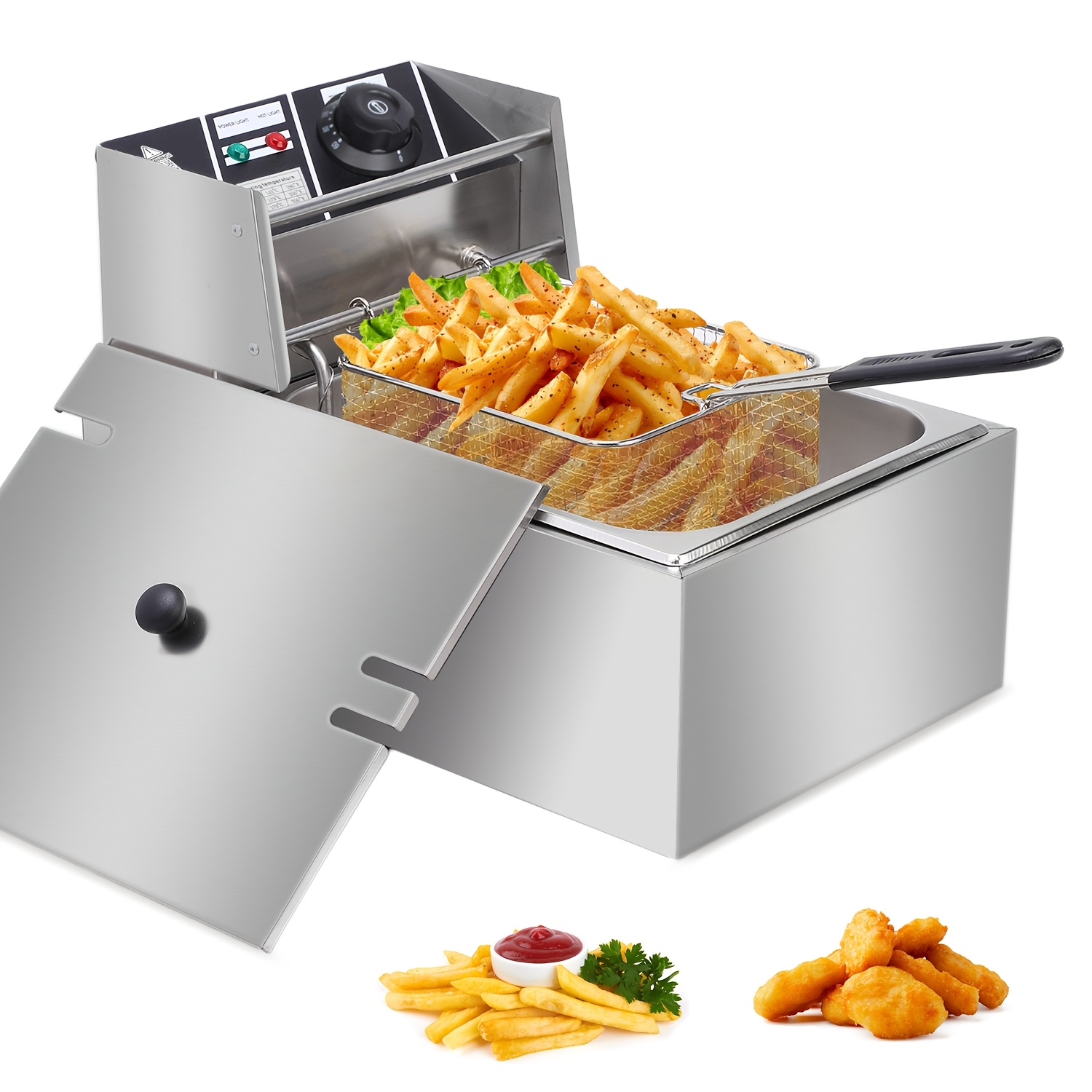 Home Cooking Cafe - 1.59gal Electric Deep Fryer, with Basket